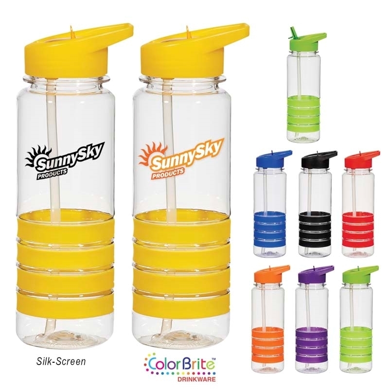 Banded Gripper Bottles With Straw, 24 oz