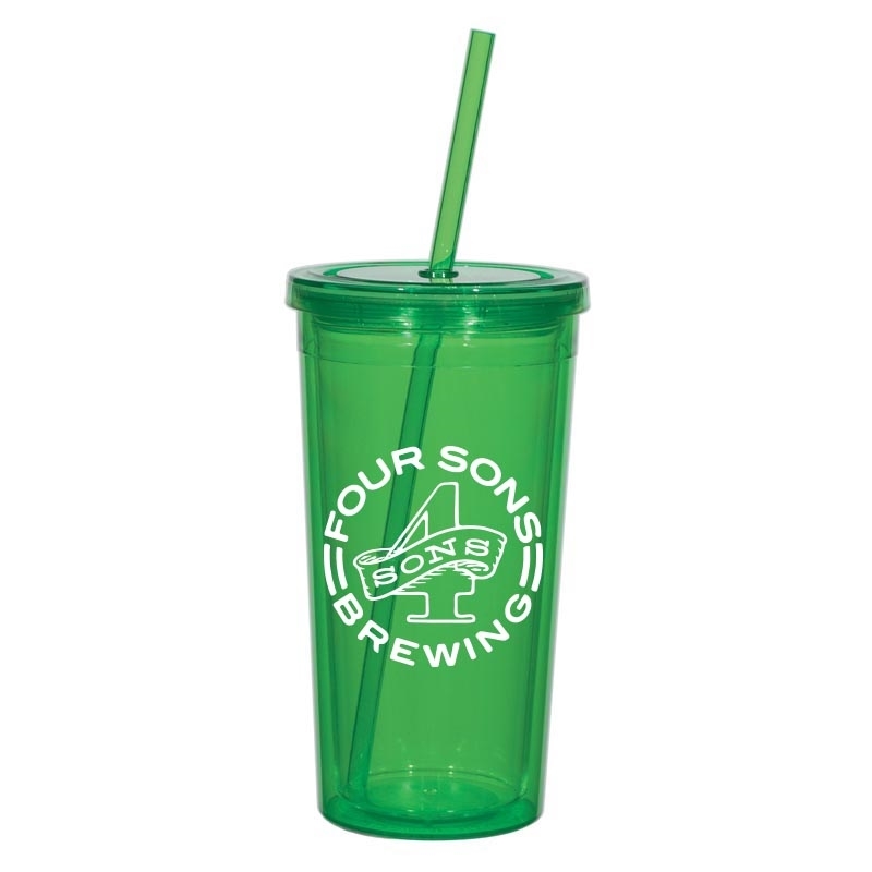 Custom Printed 24 oz. Double Wall Acrylic Tumbler With Straw (771191)